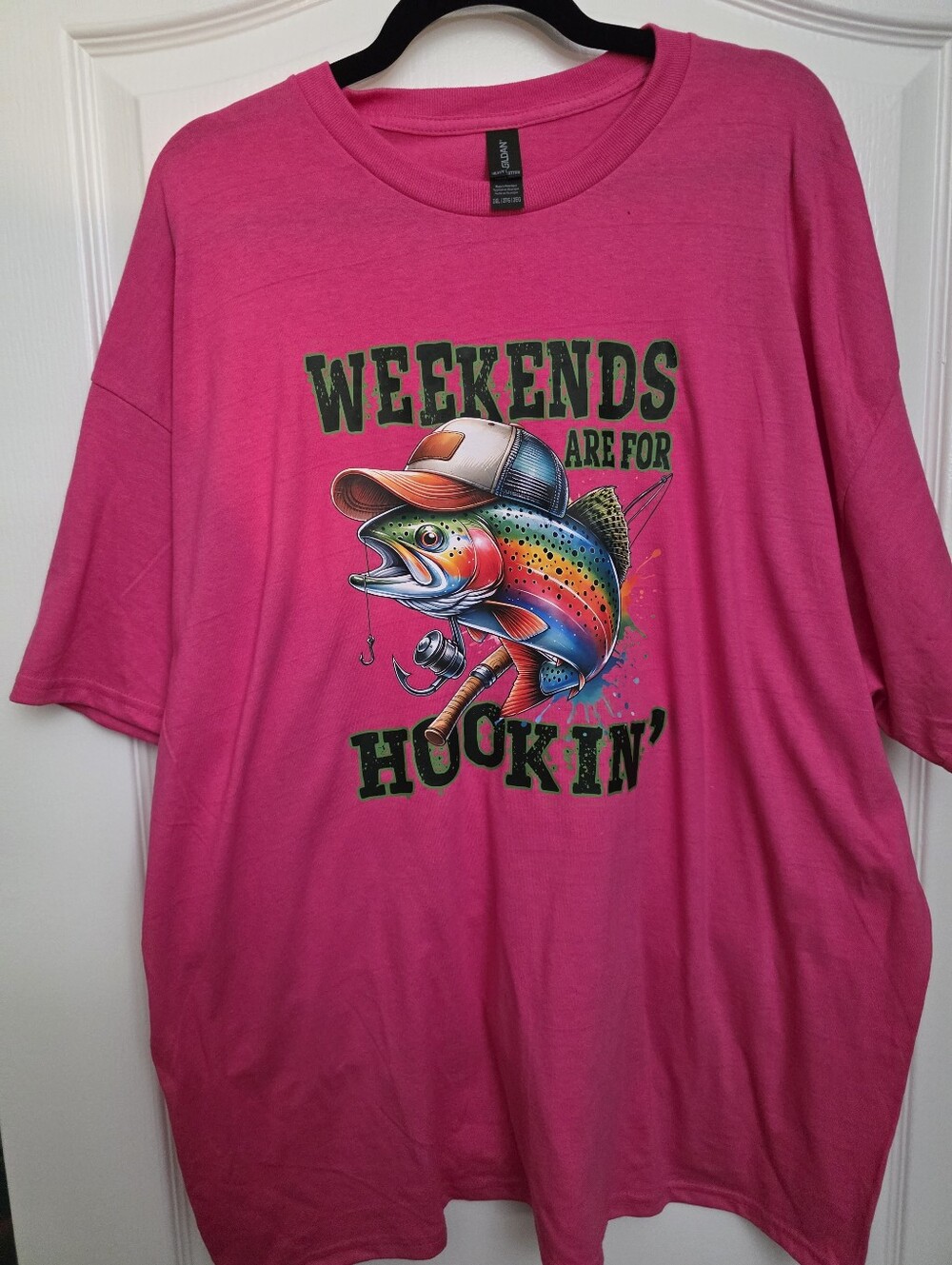 Weekends Are For Hookin' Graphic Tee - Hot Pink